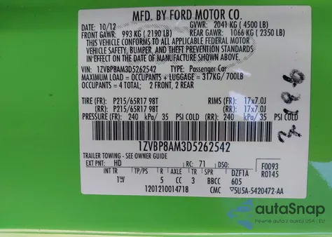 2013 Ford Mustang V6 from USA, damaged, VIN 1ZVBP8AM3D5262542